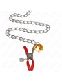 Kink - Morsetti a Vite per Capezzoli e Clitoride con Catena 30 Cm Rosso