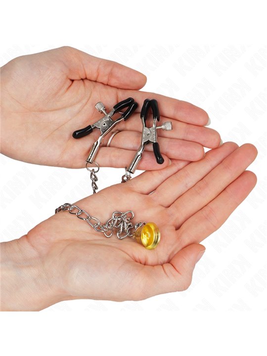 Kink - Chain Nipple Clamps With Horn Pendant 30 Cm
