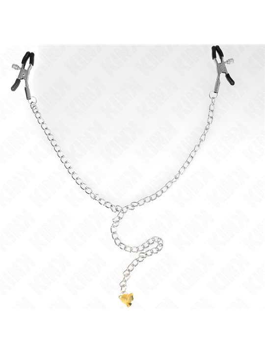 Kink - Morsetti a Vite per Capezzoli con Catena e Pendente 30 Cm Nero
