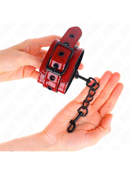 Kink - Polsini in Pelle Vegana Rosso Scuro 23x5 Cm