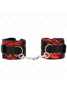 Kink - Short Velvet Lace Wrist Restraints And Nylon Bind Red / Black 23 X 6.5 Cm