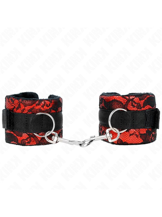 Kink - Short Velvet Lace Wrist Restraints And Nylon Bind Red / Black 23 X 6.5 Cm