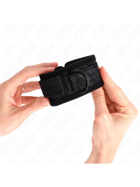 Kink - Polsini in Neoprene con Dettagli in Pizzo Nero 20-29x5 Cm