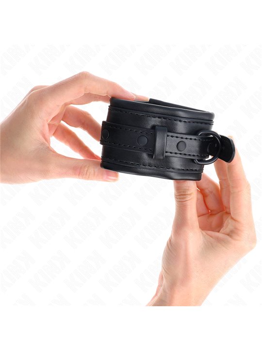 Kink - Polsini in Pelle Vegana Nera 20-30x6 Cm