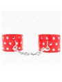 Kink - Wrist Restraints With Snap Fasten Full Of Rivets Red Adjustable 19-24 Cm X 5.5 Cm