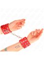 Kink - Polsini in Pelle Vegana Rossa con 3 File di Rivetti 19-24x5,5 Cm