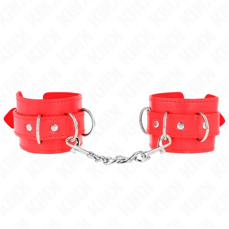 Kink - 3 D-Ring Wrist Restraints Adjustable Red 17.5-25 Cm X 6 Cm