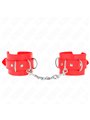 Kink - Polsini in Pelle Vegana Rossa con 3 Anelli a D 17,5-25x6 Cm