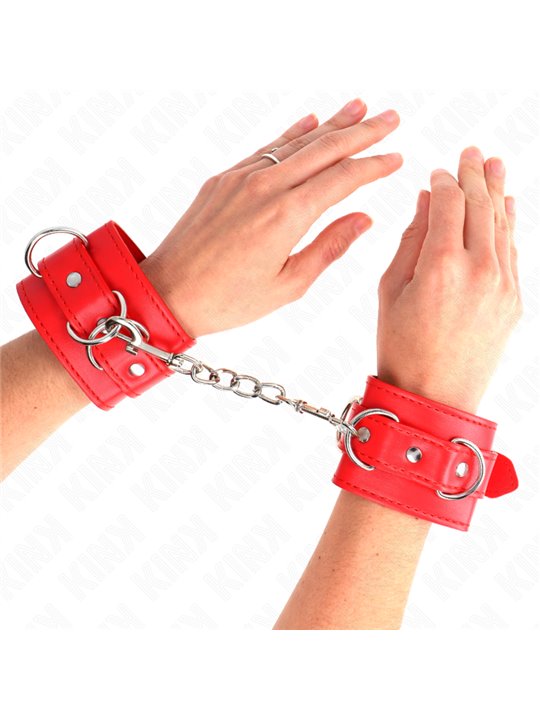 Kink - 3 D-Ring Wrist Restraints Adjustable Red 17.5-25 Cm X 6 Cm
