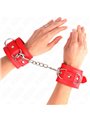 Kink - Polsini in Pelle Vegana Rossa con 3 Anelli a D 17,5-25x6 Cm