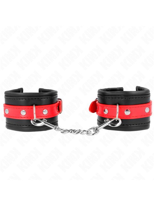 Kink - Wrist Restraints Black With Red Belt Adjustable 17-28 Cm X 6 Cm
