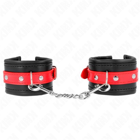 Kink - Wrist Restraints Black With Red Belt Adjustable 17-28 Cm X 6 Cm
