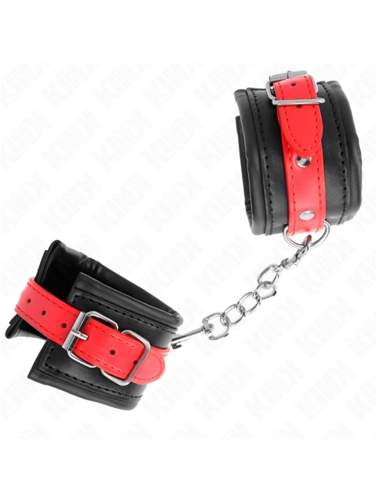Kink - Wrist Restraints Black With Red Belt Adjustable 17-28 Cm X 6 Cm