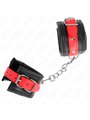 Kink - Polsini in Pelle Vegana Nera con Cinturino Rosso 17-28x6 Cm