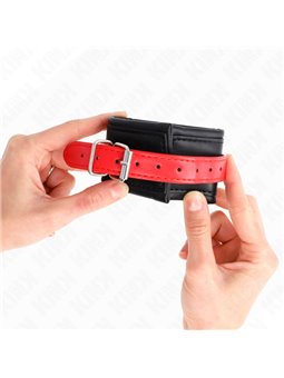Kink - Polsini in Pelle Vegana Nera con Cinturino Rosso 17-28x6 Cm