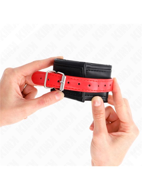Kink - Wrist Restraints Black With Red Belt Adjustable 17-28 Cm X 6 Cm