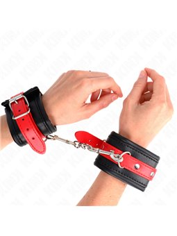 Kink - Wrist Restraints Black With Red Belt Adjustable 17-28 Cm X 6 Cm