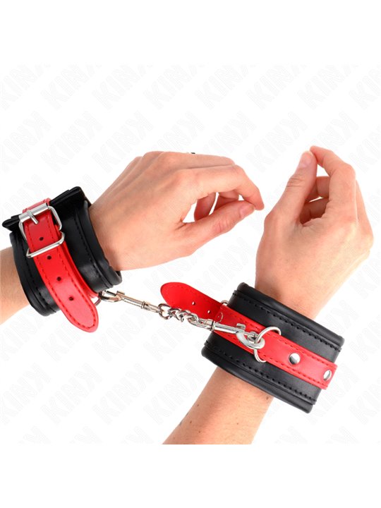 Kink - Wrist Restraints Black With Red Belt Adjustable 17-28 Cm X 6 Cm