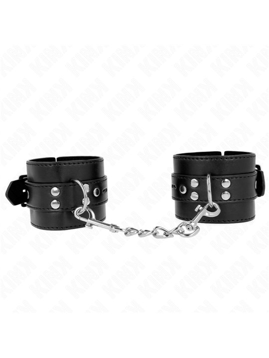 Kink - Polsini in Pelle Vegana Nera con Doppi Rivetti 17-28x6 Cm