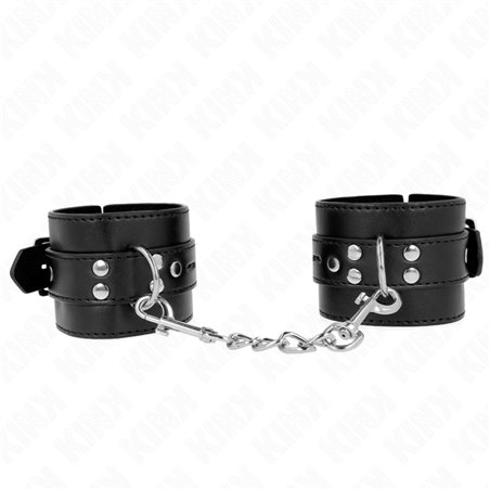 Kink - Polsini in Pelle Vegana Nera con Doppi Rivetti 17-28x6 Cm