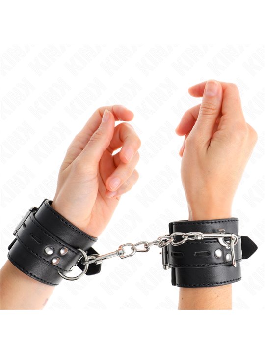 Kink - Wrist Restraints Black With Black Belt Adjustable 17-28 Cm X 6 Cm