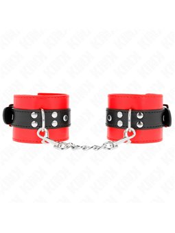 Kink - Polsini in Pelle Vegana Rossa con Cinturino Nero 17-28x6 Cm