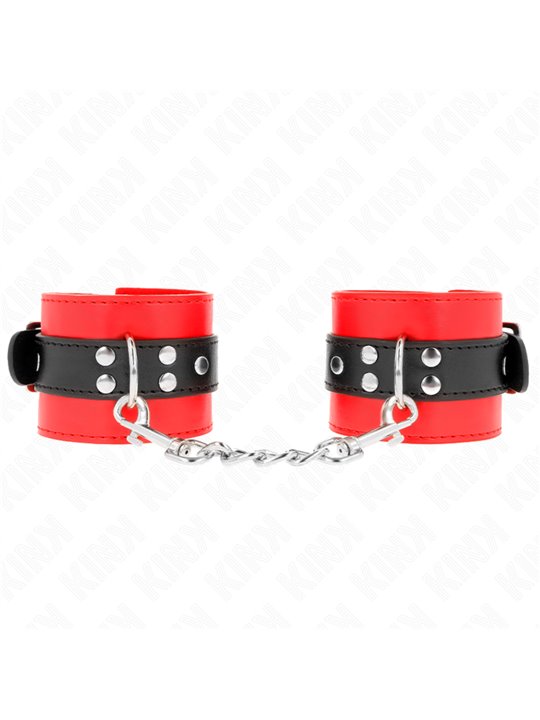Kink - Polsini in Pelle Vegana Rossa con Cinturino Nero 17-28x6 Cm