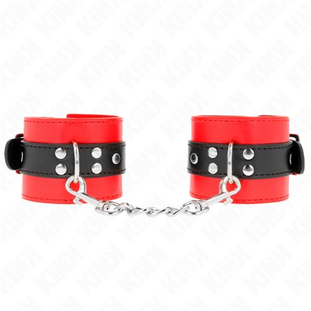 Kink - Polsini in Pelle Vegana Rossa con Cinturino Nero 17-28x6 Cm