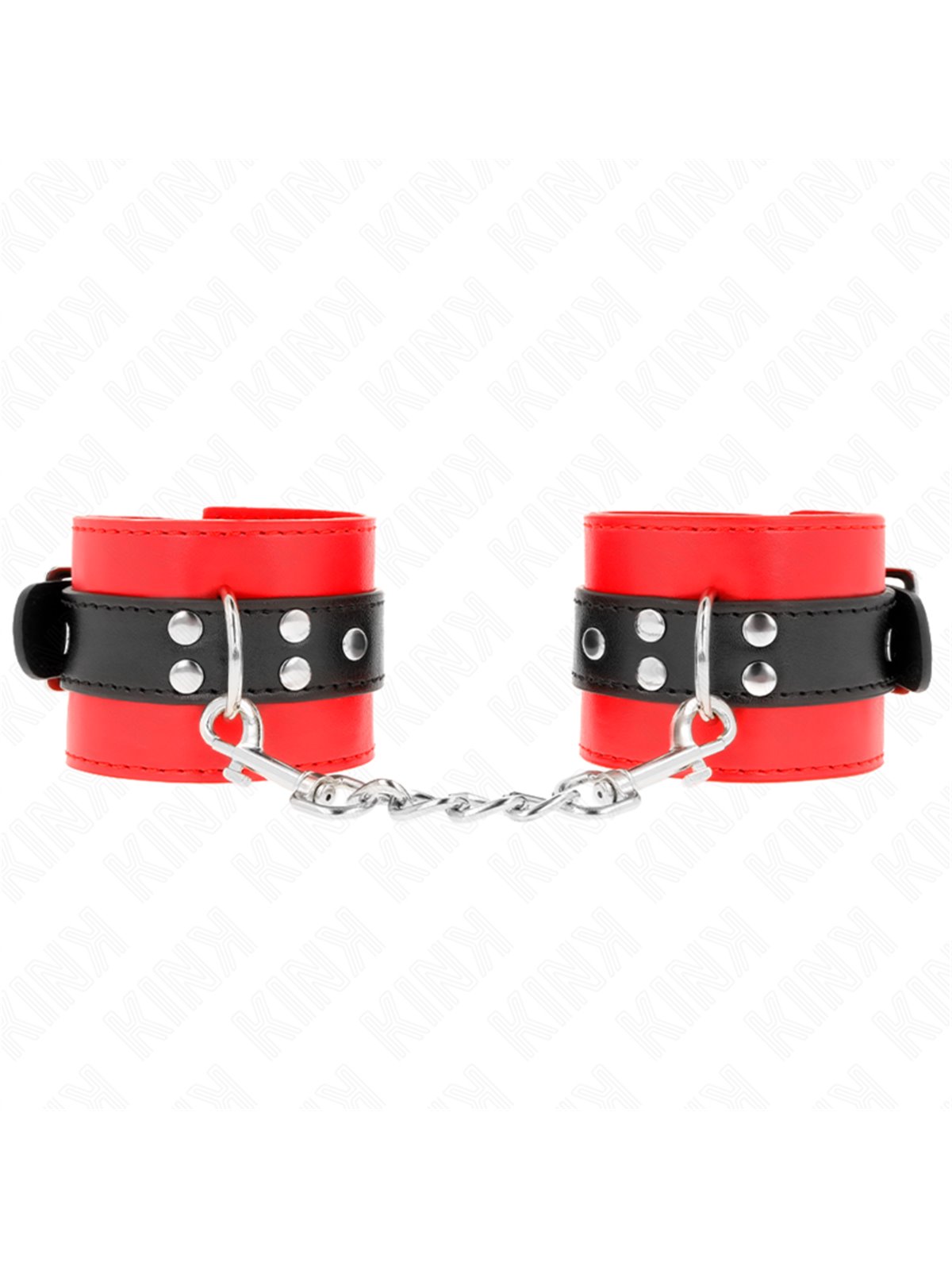 Kink - Polsini in Pelle Vegana Rossa con Cinturino Nero 17-28x6 Cm