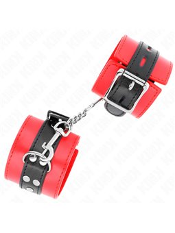 Kink - Polsini in Pelle Vegana Rossa con Cinturino Nero 17-28x6 Cm
