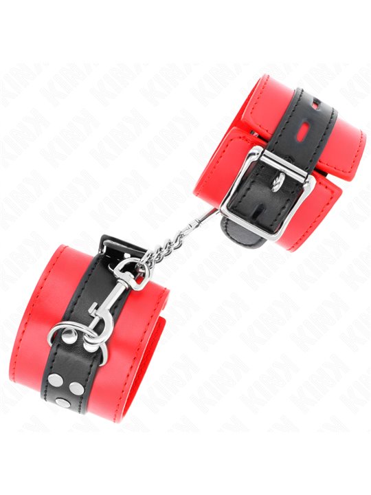 Kink - Polsini in Pelle Vegana Rossa con Cinturino Nero 17-28x6 Cm