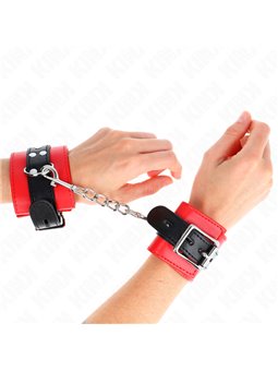 Kink - Polsini in Pelle Vegana Rossa con Cinturino Nero 17-28x6 Cm
