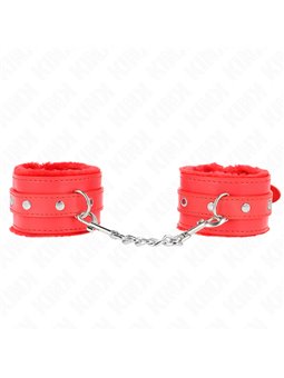 Kink - Polsini Ecopelle Rossa con Pelliccia Interna 17-29x6 Cm Mod1