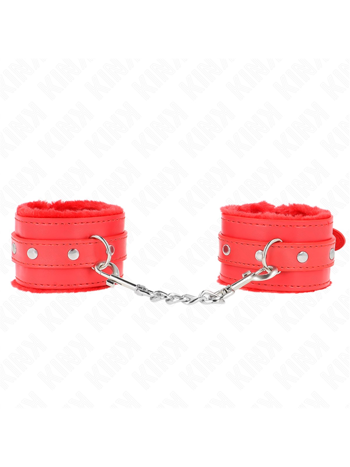 Kink - Polsini Ecopelle Rossa con Pelliccia Interna 17-29x6 Cm Mod1
