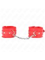 Kink - Premium Fur Lined Wrist Restraints Red With Red Belt Adjustable 17-29 Cm X 6 Cm