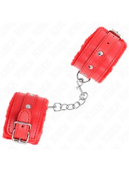 Kink - Polsini Ecopelle Rossa con Pelliccia Interna 17-29x6 Cm Mod1