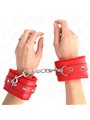 Kink - Premium Fur Lined Wrist Restraints Red With Red Belt Adjustable 17-29 Cm X 6 Cm