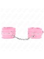Kink - Premium Fur Lined Wrist Restraints Pink With Pink Belt Adjustable 17-29 Cm X 6 Cm