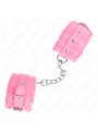 Kink - Premium Fur Lined Wrist Restraints Pink With Pink Belt Adjustable 17-29 Cm X 6 Cm