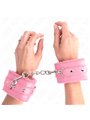 Kink - Premium Fur Lined Wrist Restraints Pink With Pink Belt Adjustable 17-29 Cm X 6 Cm
