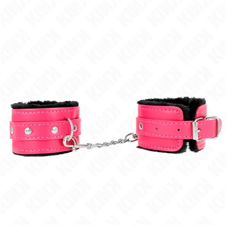 Kink - Polsini Ecopelle Rosa con Pelliccia Interna Nera 17-29x6 Cm Mod1