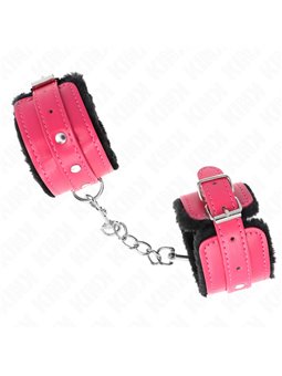 Kink - Polsini Ecopelle Rosa con Pelliccia Interna Nera 17-29x6 Cm Mod1