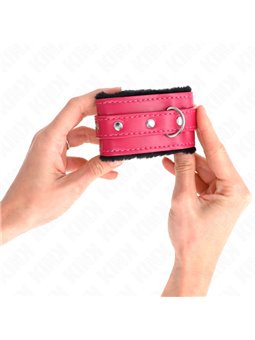 Kink - Polsini Ecopelle Rosa con Pelliccia Interna Nera 17-29x6 Cm Mod1