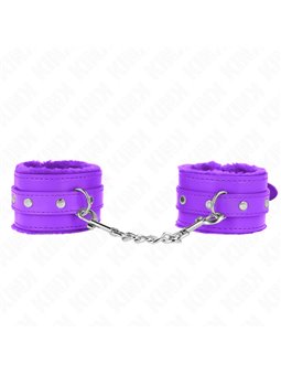 Kink - Premium Fur Lined Wrist Restraints Purple With Purple Belt Adjustable 17-29 Cm X 6 Cm