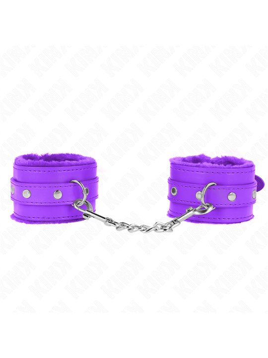 Kink - Premium Fur Lined Wrist Restraints Purple With Purple Belt Adjustable 17-29 Cm X 6 Cm