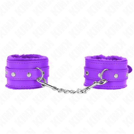 Kink - Premium Fur Lined Wrist Restraints Purple With Purple Belt Adjustable 17-29 Cm X 6 Cm