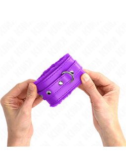 Kink - Premium Fur Lined Wrist Restraints Purple With Purple Belt Adjustable 17-29 Cm X 6 Cm