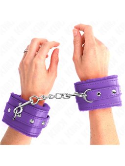 Kink - Premium Fur Lined Wrist Restraints Purple With Purple Belt Adjustable 17-29 Cm X 6 Cm