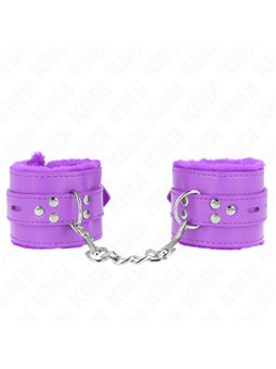 Kink - Fur Lined Wrist Restraints With Square Holes Purple And Purple Belt Adjustable 17-29 Cm X 6 Cm