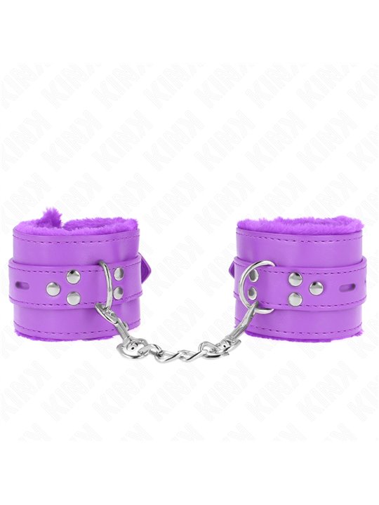 Kink - Polsini Ecopelle Viola con Pelliccia Interna 17-29x6 Cm Fori Quadri